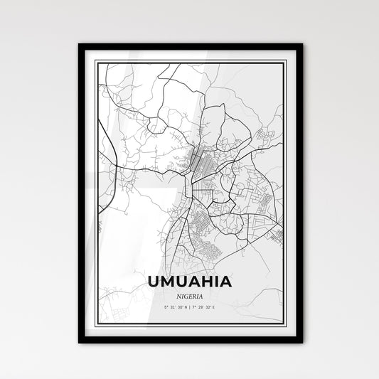 Umuahia Nigeria - Scandinavian Style City Map for Modern Home Decor