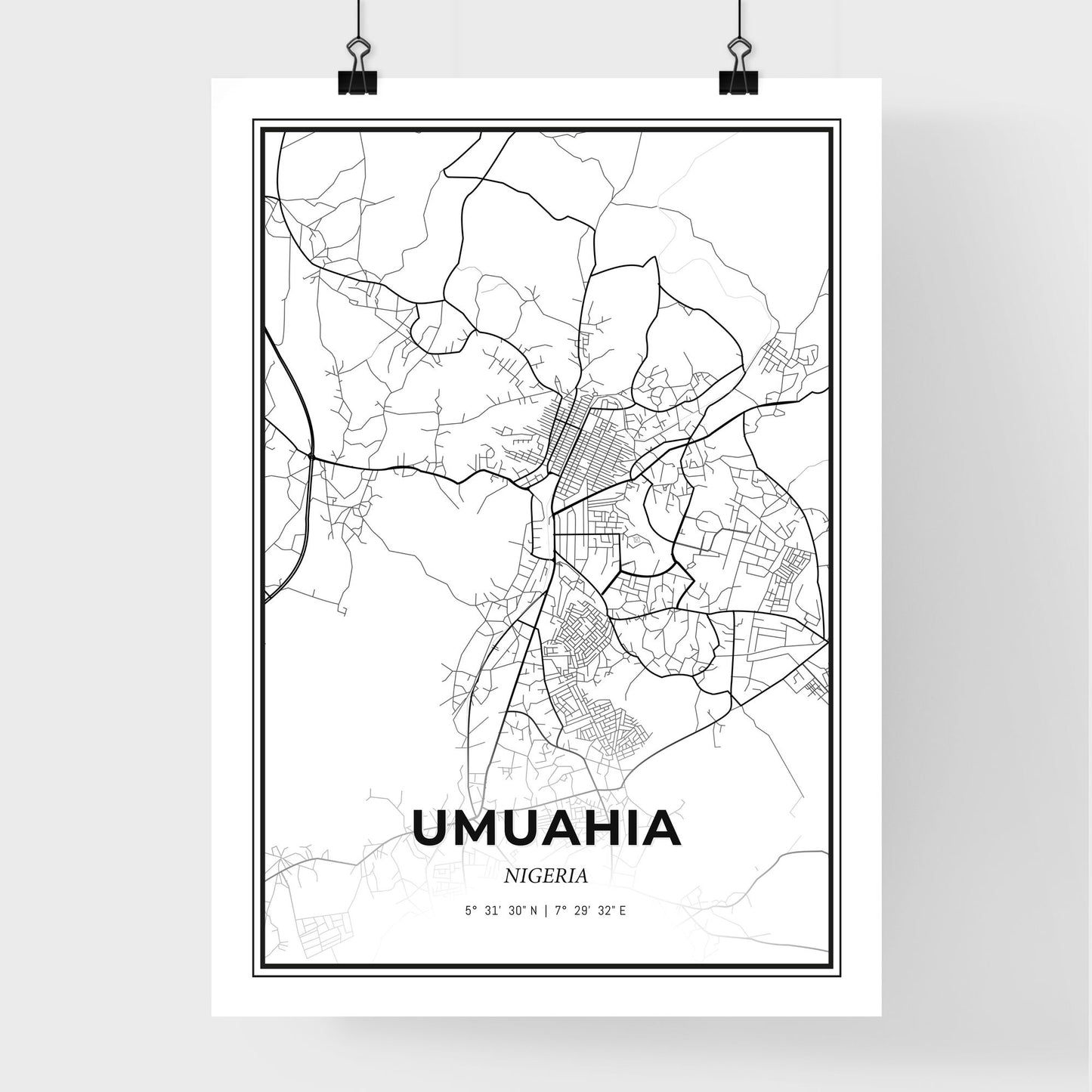 Umuahia Nigeria - Premium City Map Poster