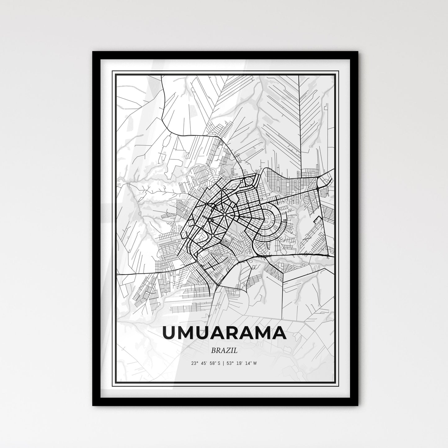 Umuarama Brazil - Scandinavian Style City Map for Modern Home Decor