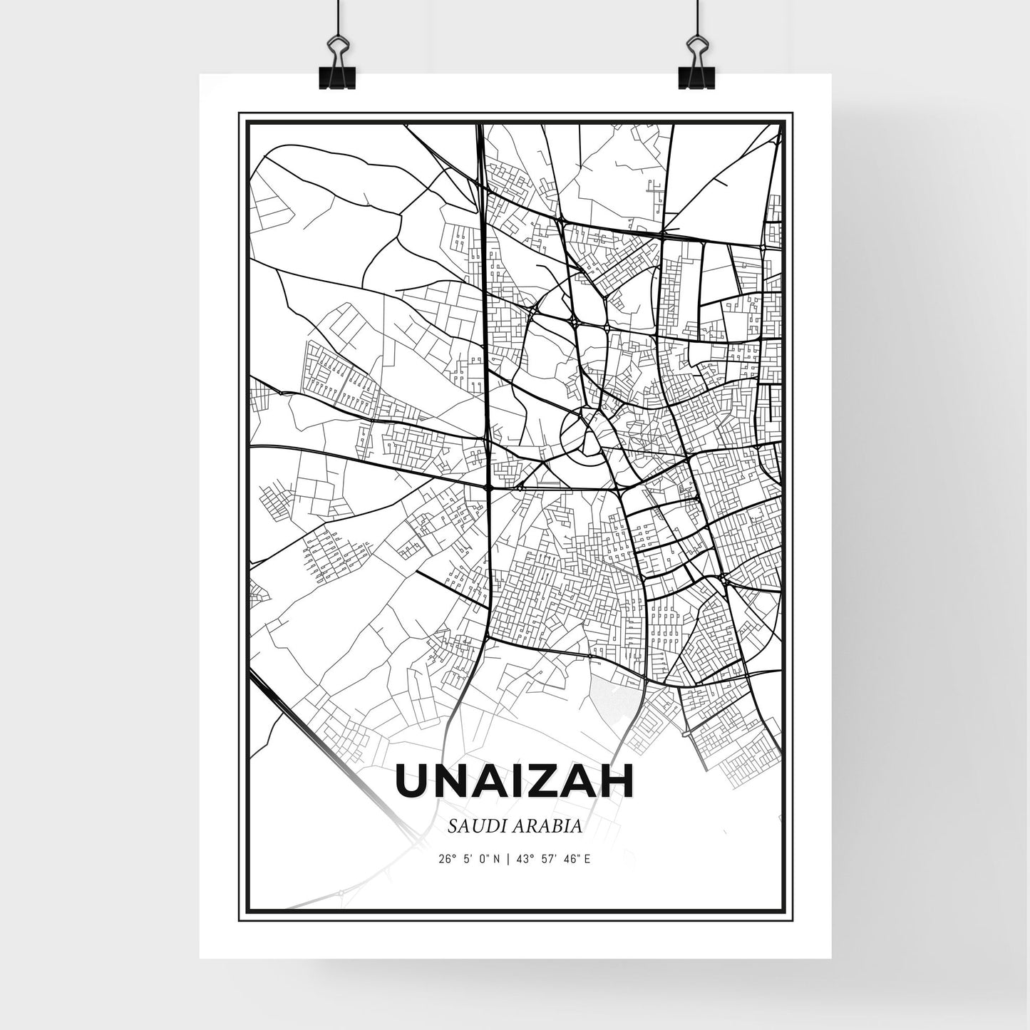 Unaizah Saudi Arabia - Premium City Map Poster