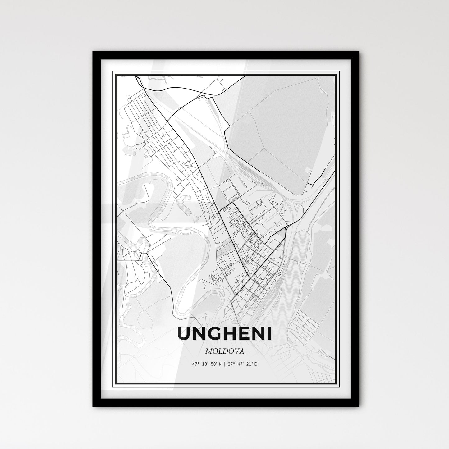 Ungheni Moldova - Scandinavian Style City Map for Modern Home Decor