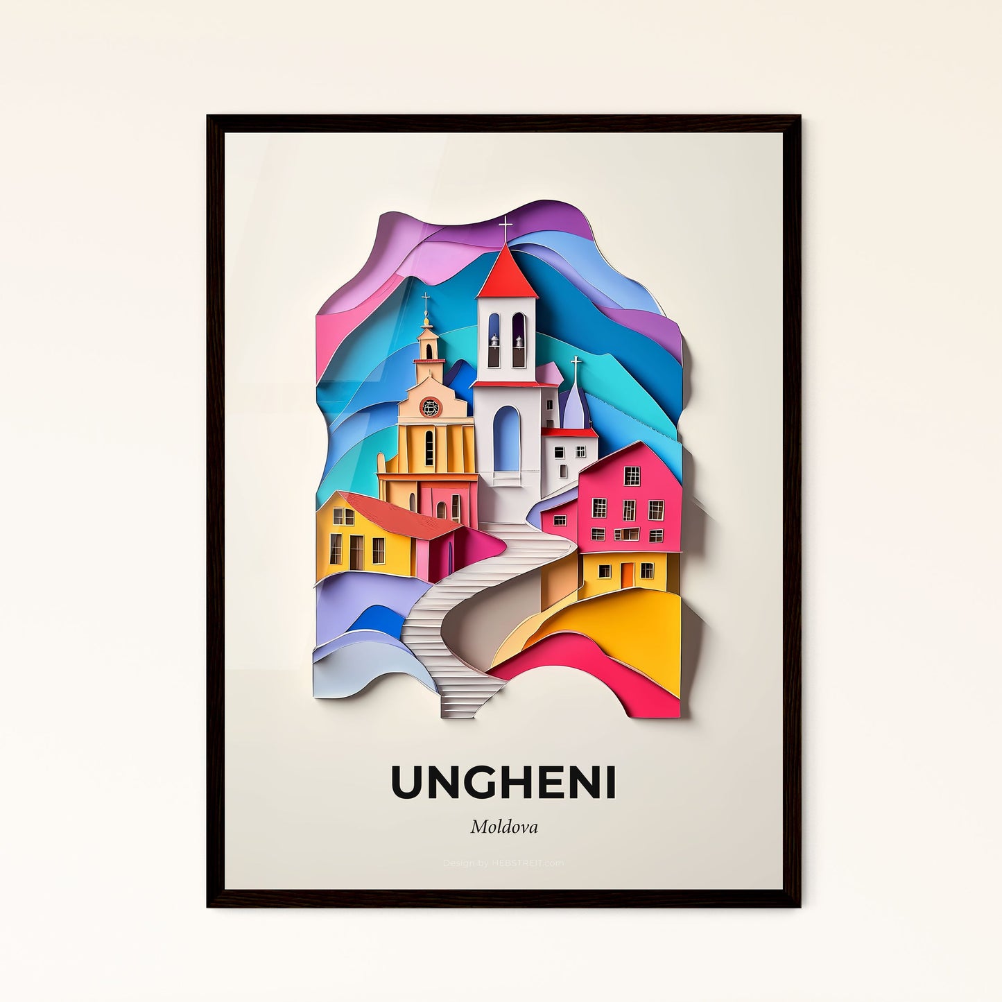 Vivid Ungheni, Moldova - a paper cut of a church and a stairway