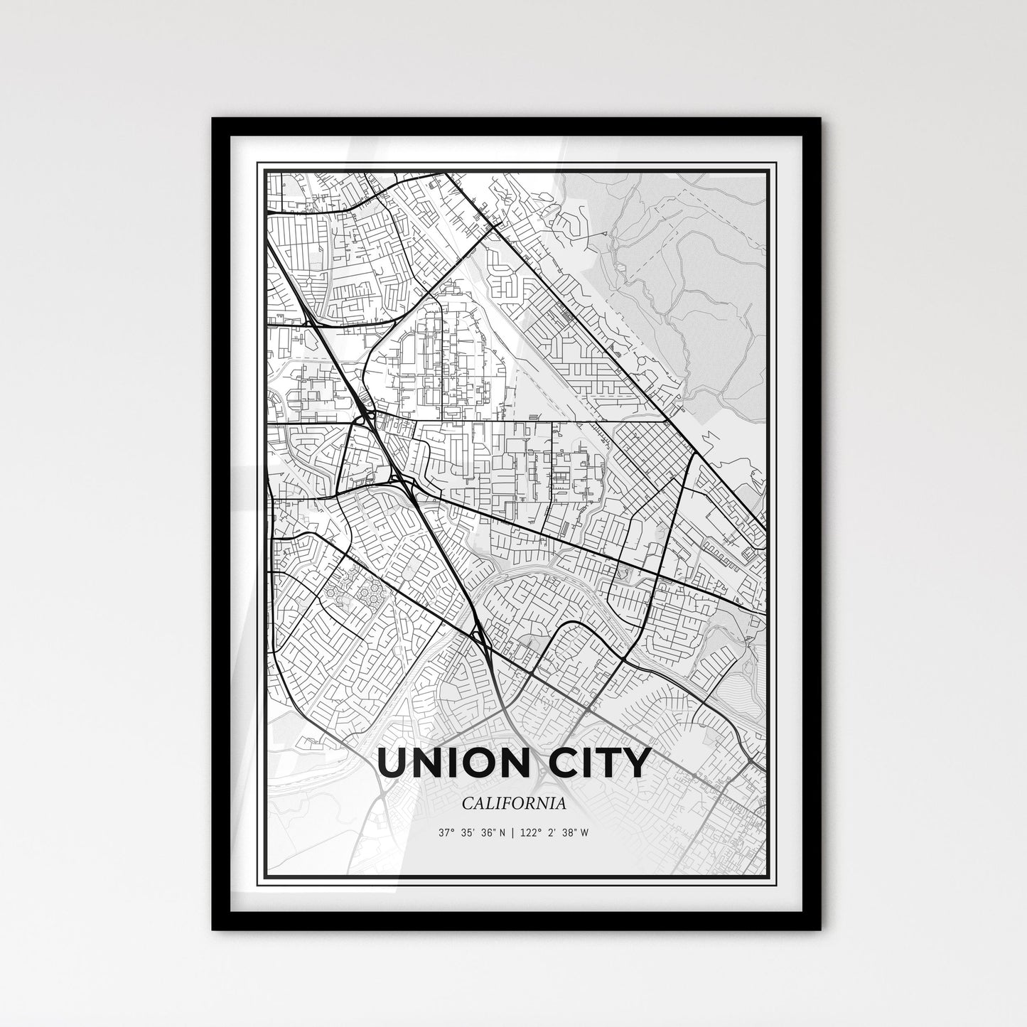 Union City California - Scandinavian Style City Map for Modern Home Decor