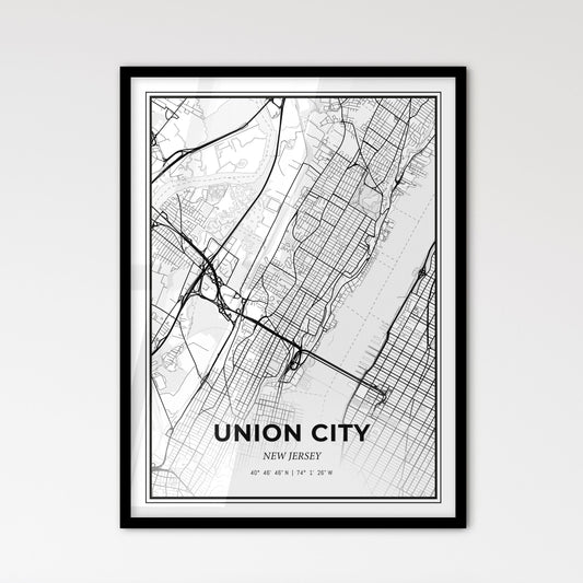 Union City New Jersey - Scandinavian Style City Map for Modern Home Decor