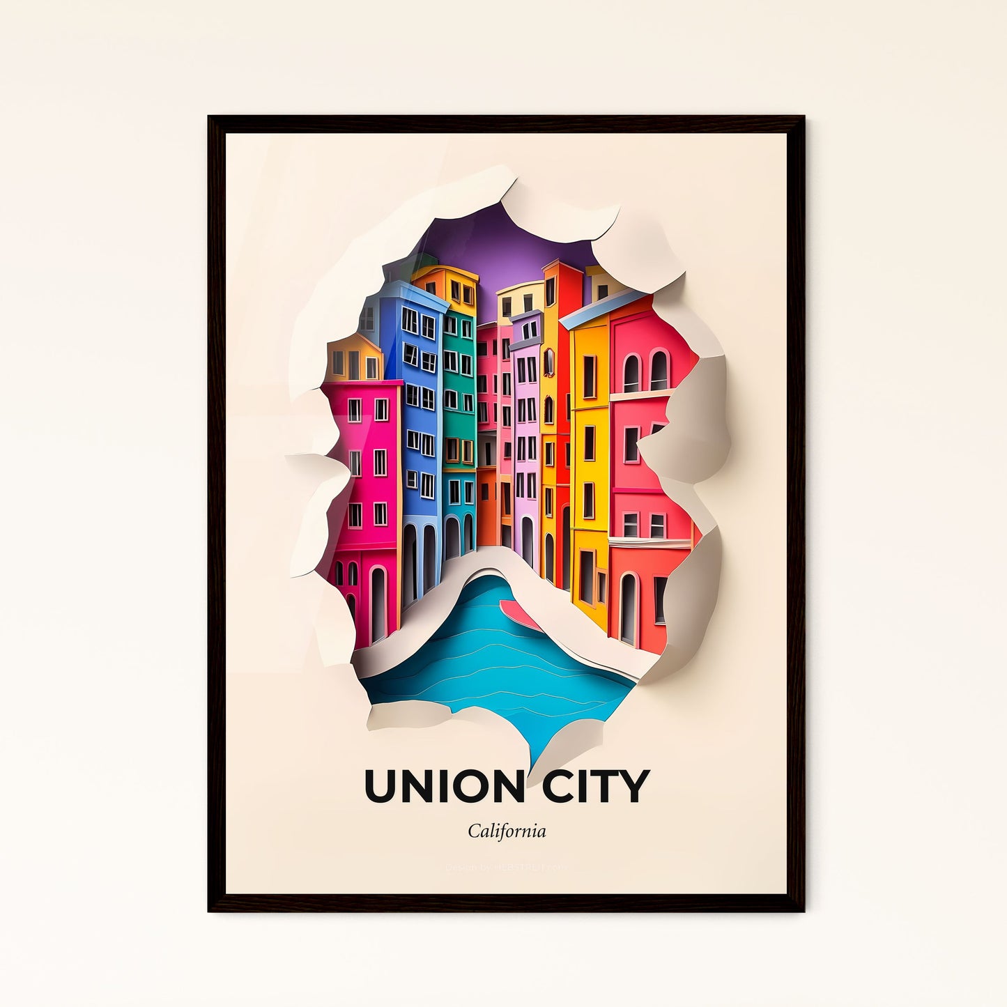 Vivid Union City, California - a paper cut of a city with buildings