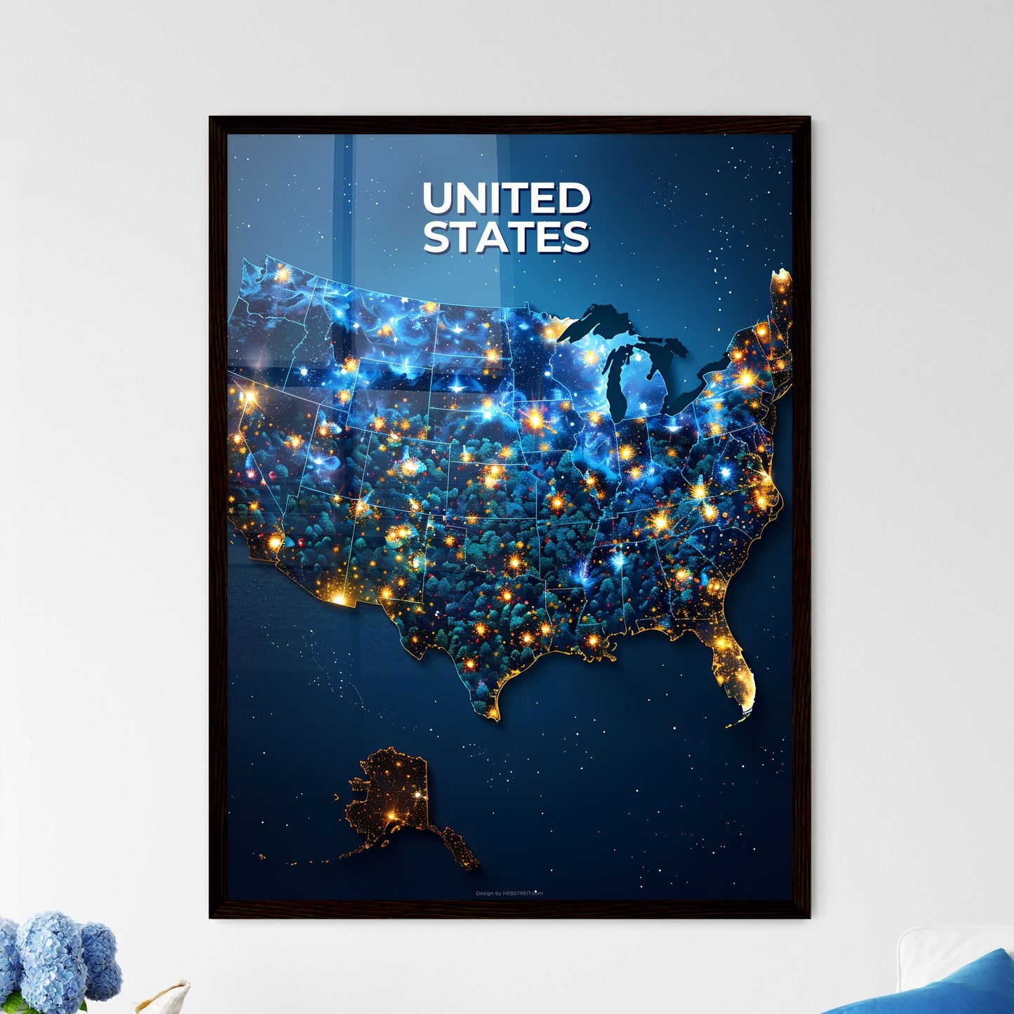 Abstract Art Map of United States - Framed Art Print