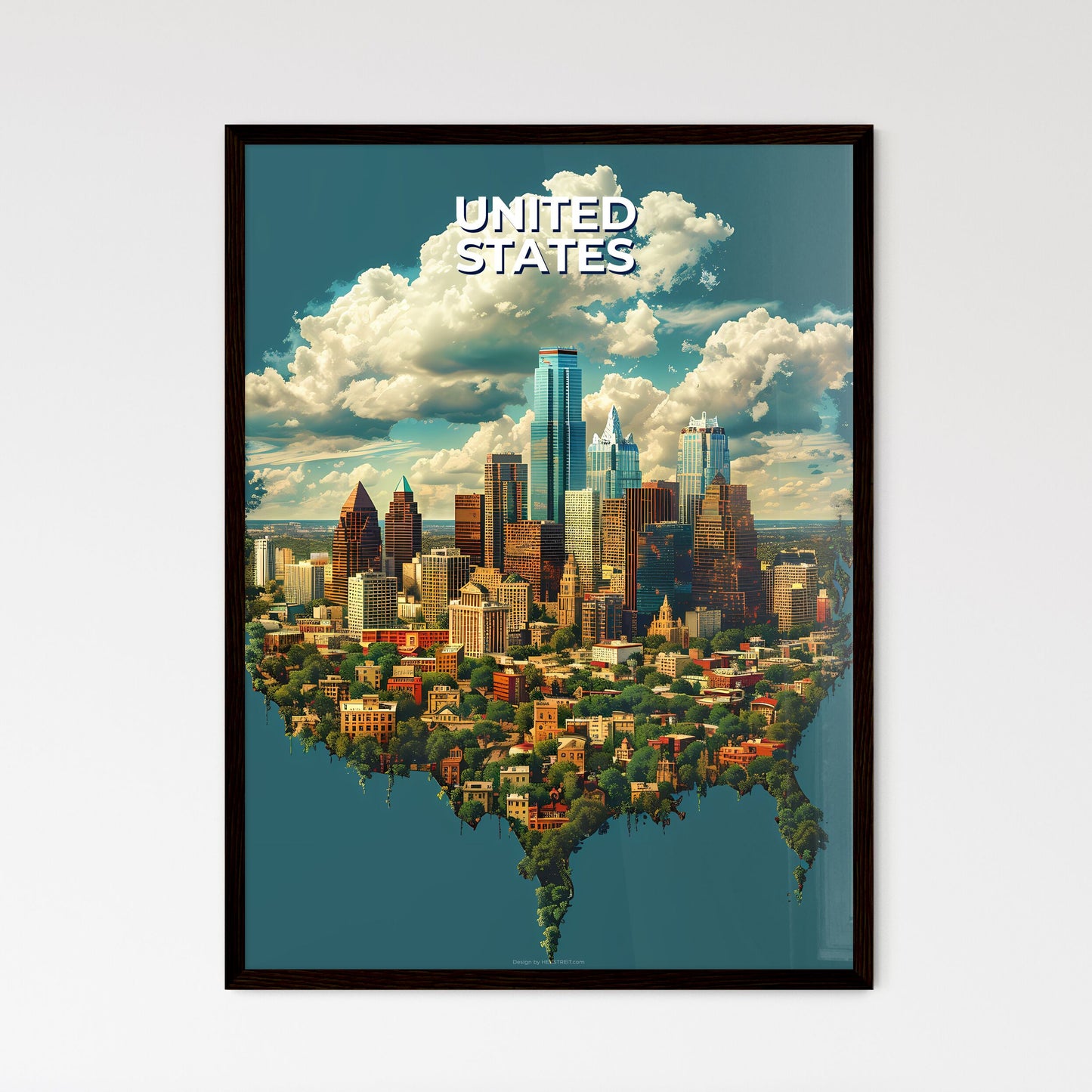 Cityscape Abstract Colorful Contemporary Mod - Framed Art Print