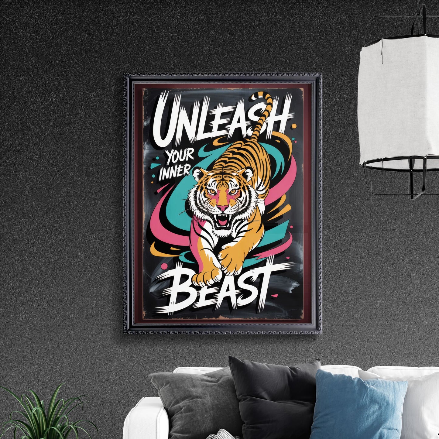 Unleash Your Inner Beast: A Vibrant Tiger Graphic for Motivation and Inspiration.