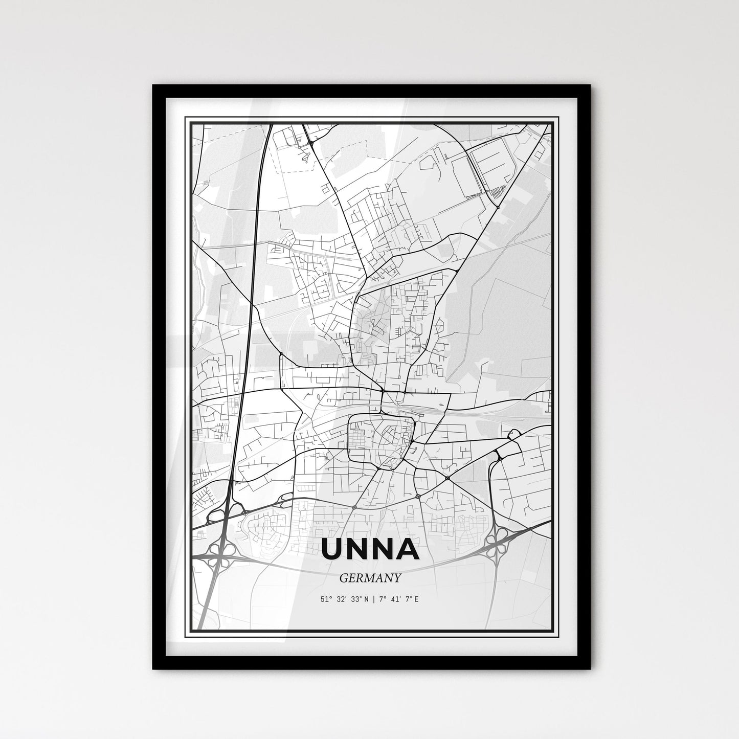 Unna Germany - Scandinavian Style City Map for Modern Home Decor