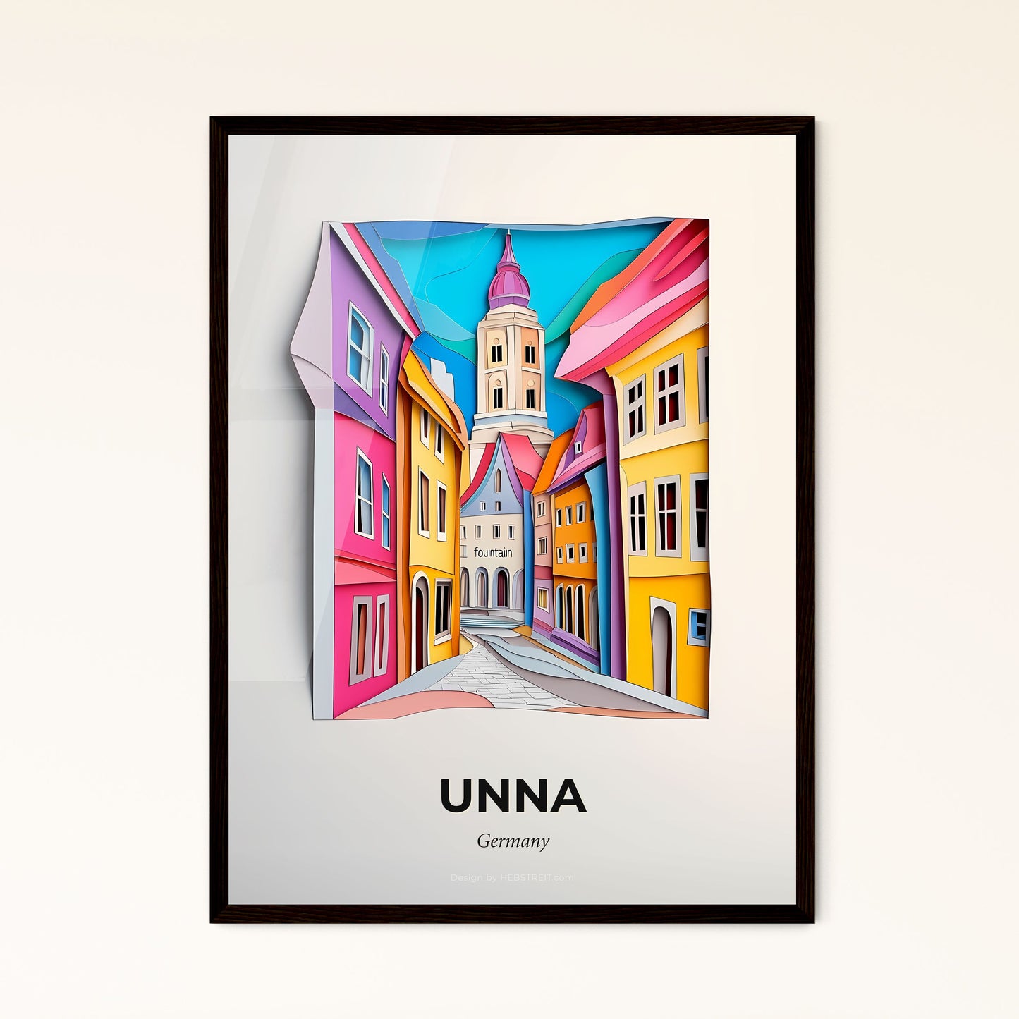 Vivid Unna, Germany - a street with a clock tower