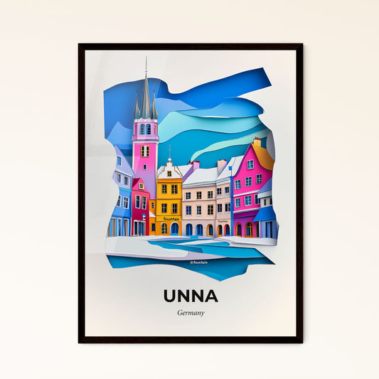 Vivid Unna, Germany - a paper cut of a city with a clock tower