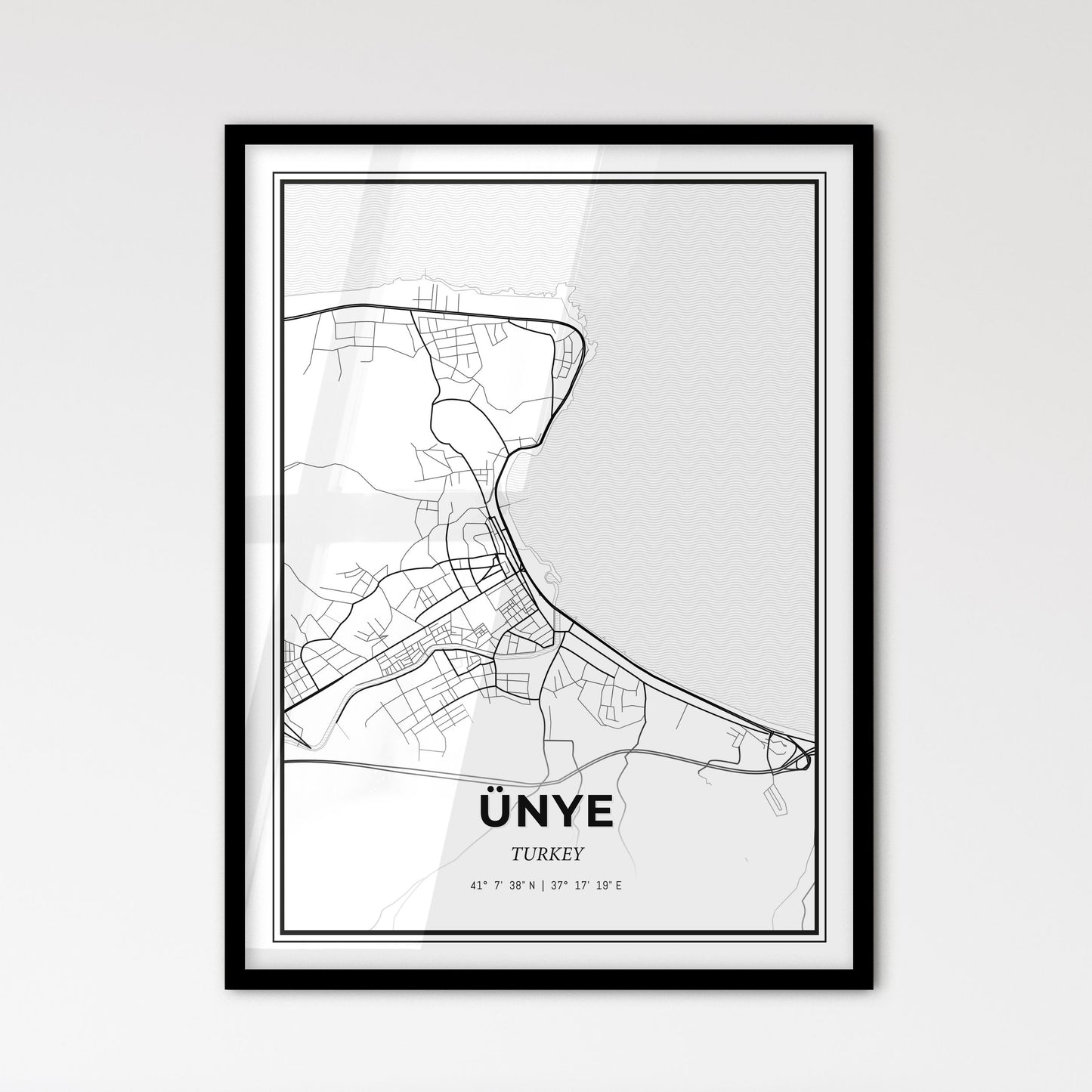 Ünye Turkey - Scandinavian Style City Map for Modern Home Decor