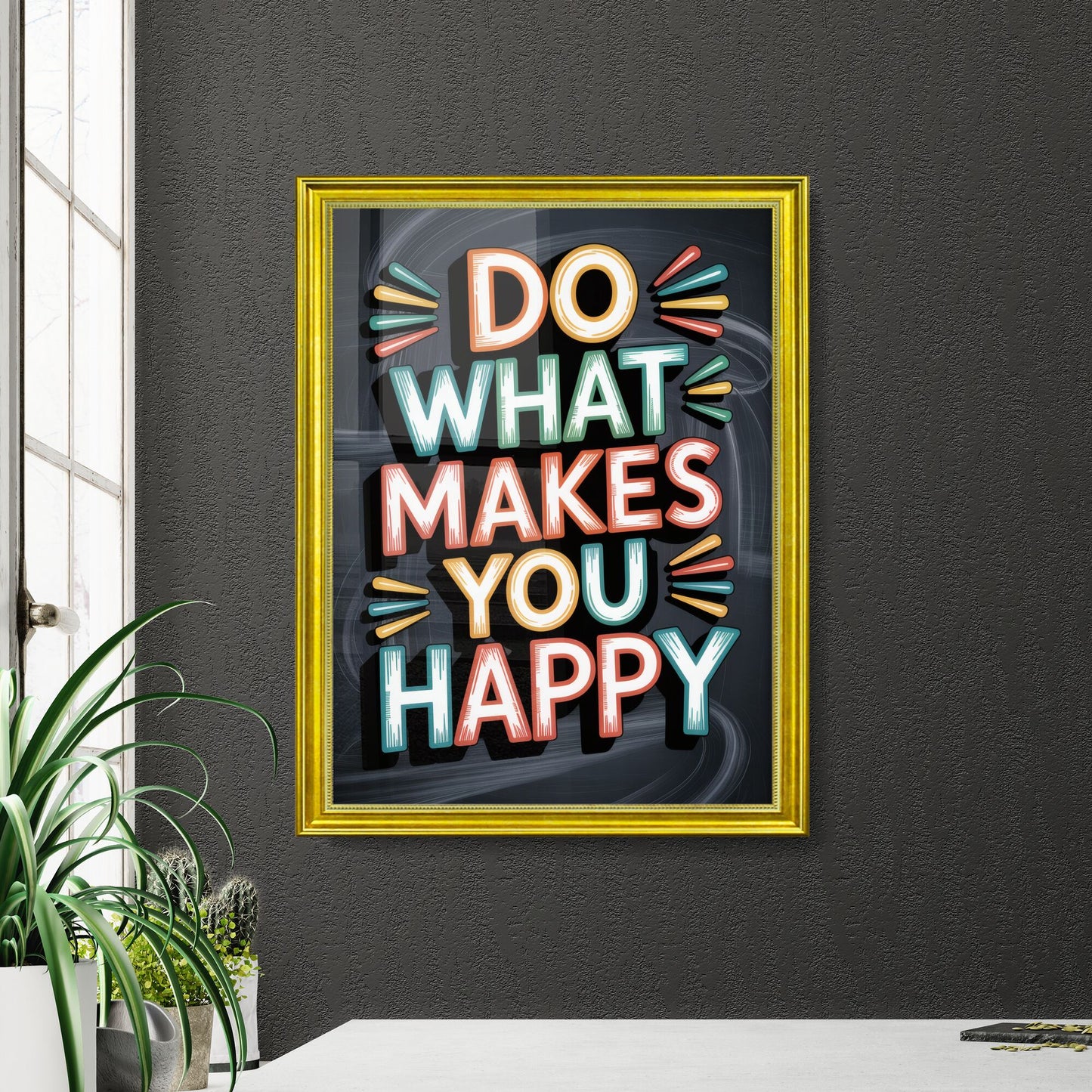 Uplifting Motivational Quote: Embrace Your Joy with 'Do What Makes You Happy' Typography Design.
