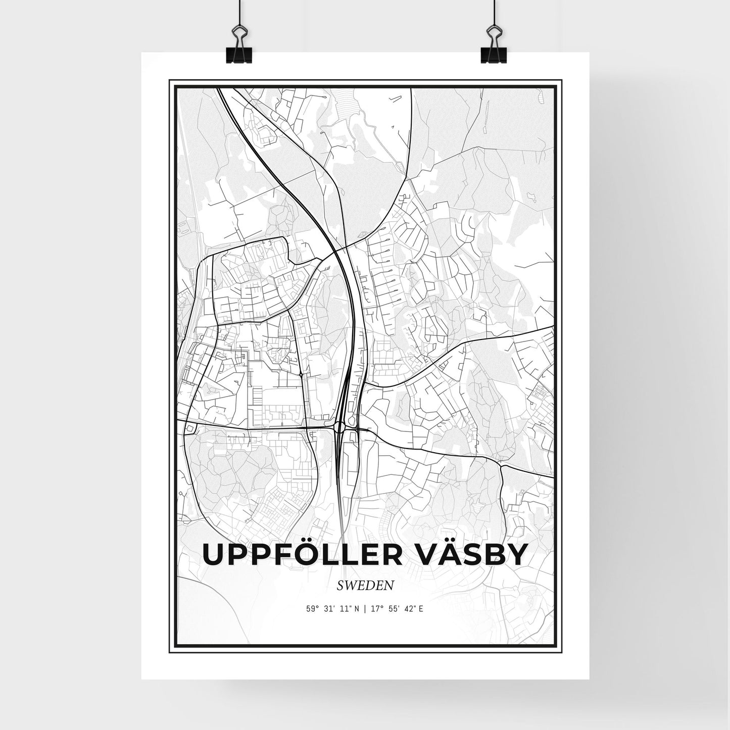 Upplands Väsby Sweden - Premium City Map Poster