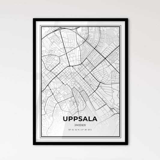 Uppsala Sweden - Scandinavian Style City Map for Modern Home Decor