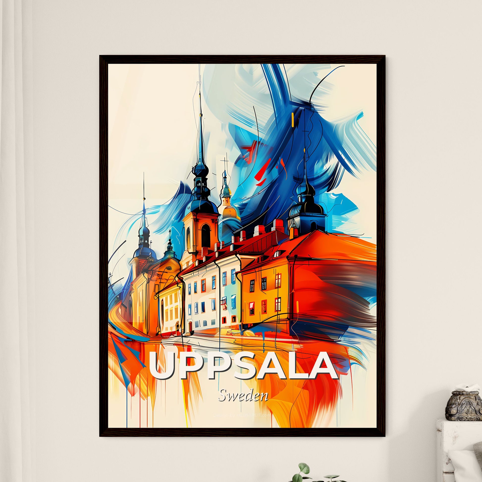 Vibrant Uppsala, Sweden - A Colorful Painting Of Buildings