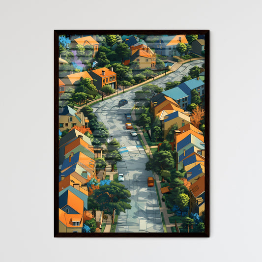 Aerial View Painting of Colorful Neighborhood City Map Default Title