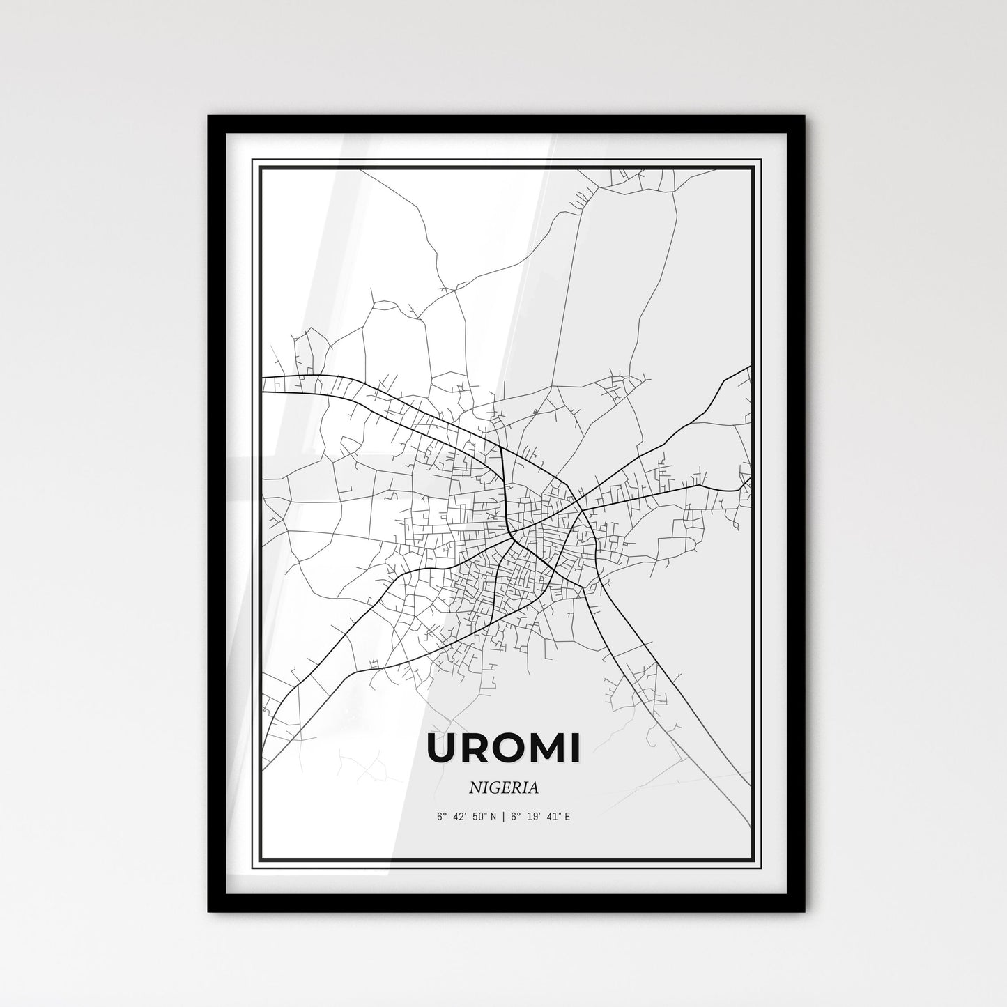 Uromi Nigeria - Scandinavian Style City Map for Modern Home Decor