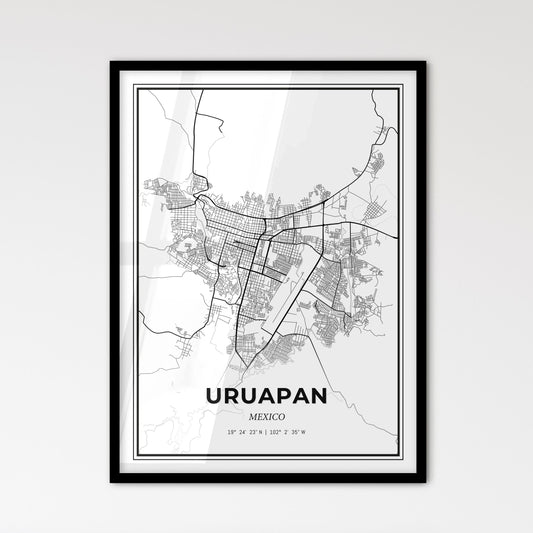 Uruapan Mexico - Scandinavian Style City Map for Modern Home Decor