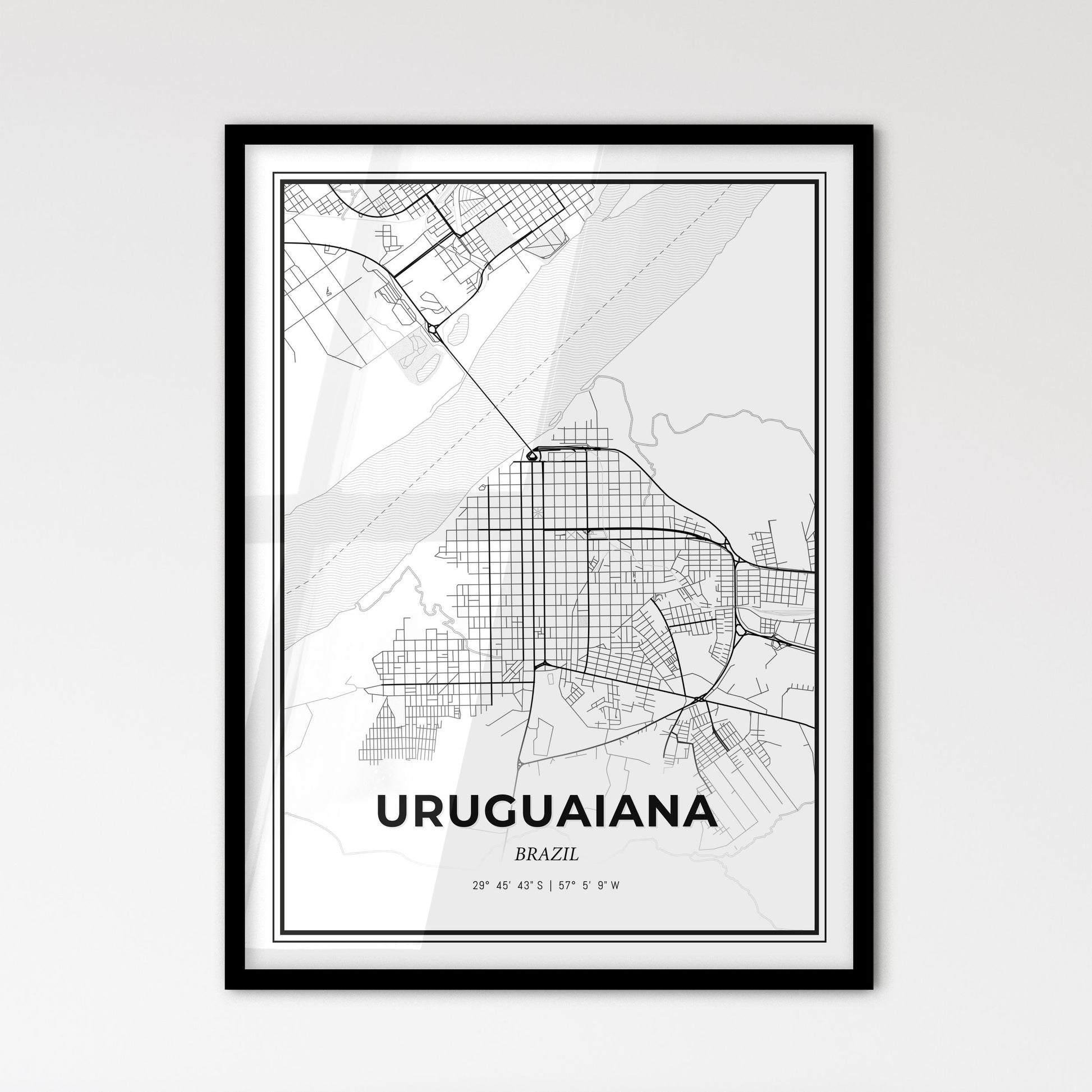 Uruguaiana Brazil - Scandinavian Style City Map for Modern Home Decor