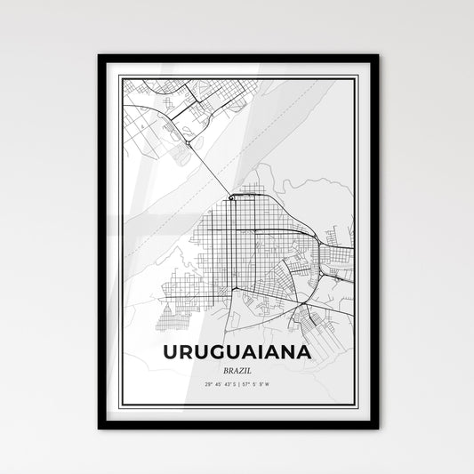 Uruguaiana Brazil - Scandinavian Style City Map for Modern Home Decor