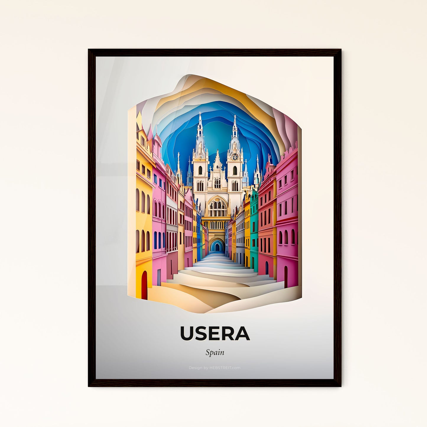 Vivid Usera, Spain - a paper cut of a city with a church