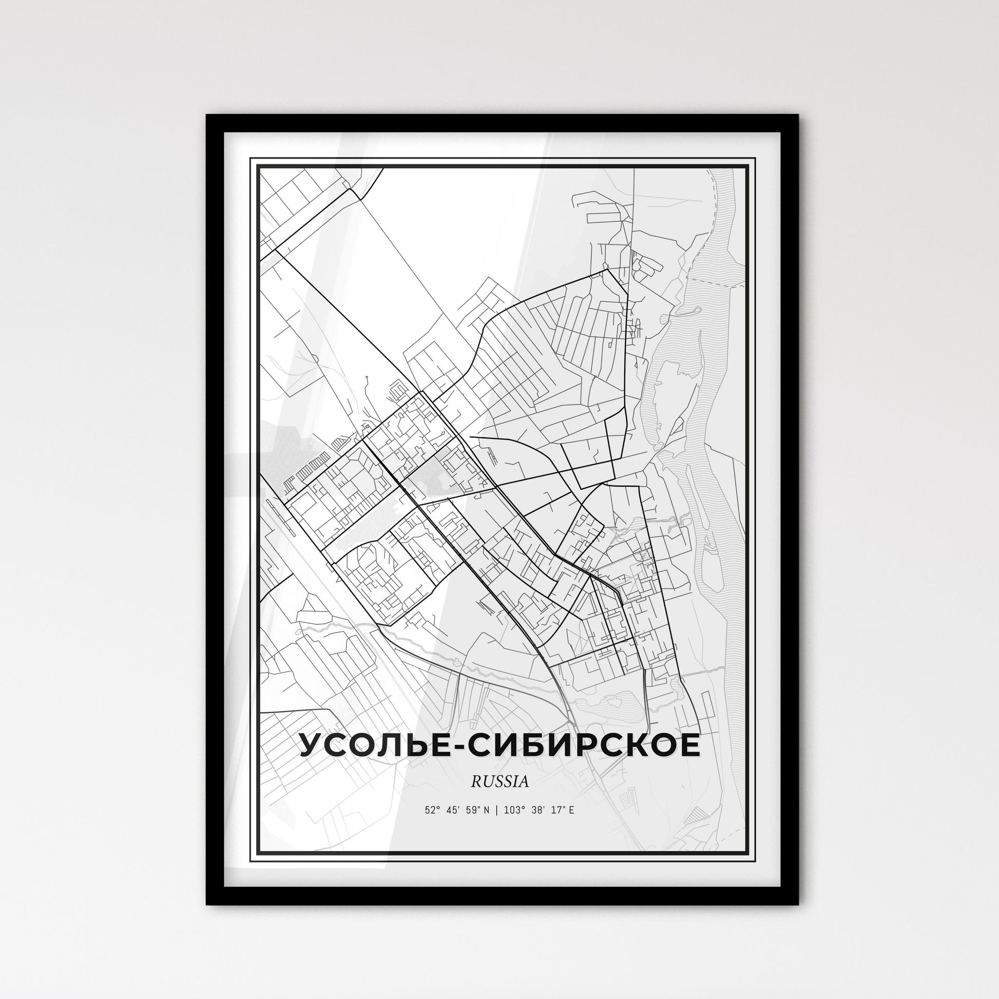 Usolye-Sibirskoye Russia - Scandinavian Style City Map for Modern Home Decor