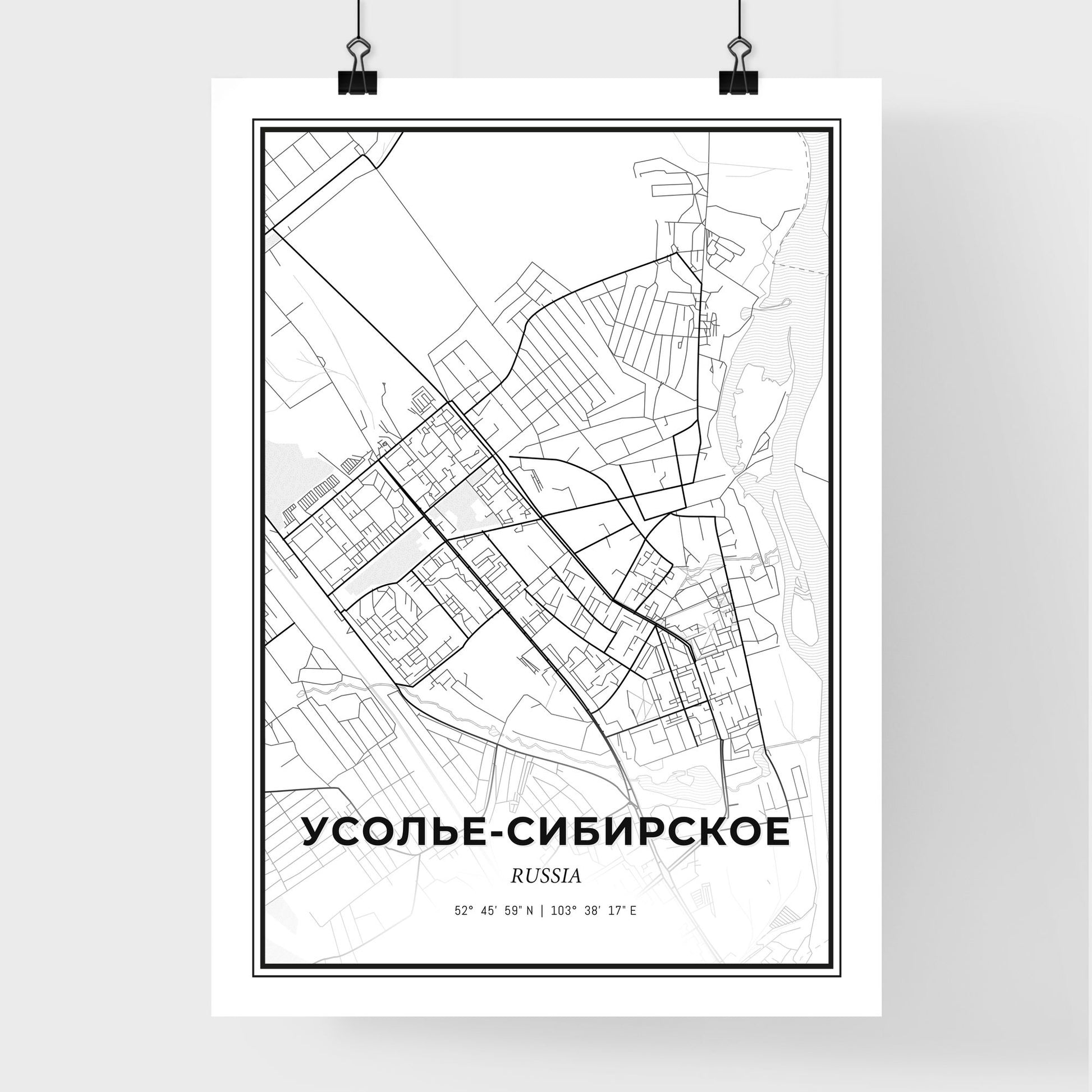 Usolye-Sibirskoye Russia - Premium City Map Poster