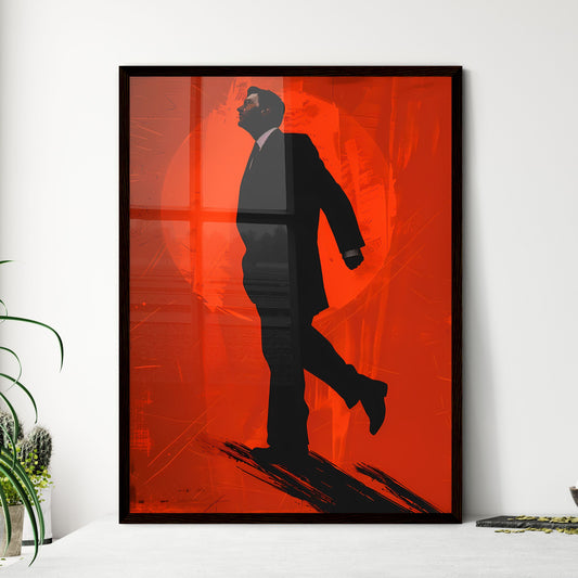 Vibrant, Propaganda-Style Painting of a Suited Man Walking - Art, Abstract, Surrealism, Digital Art Default Title