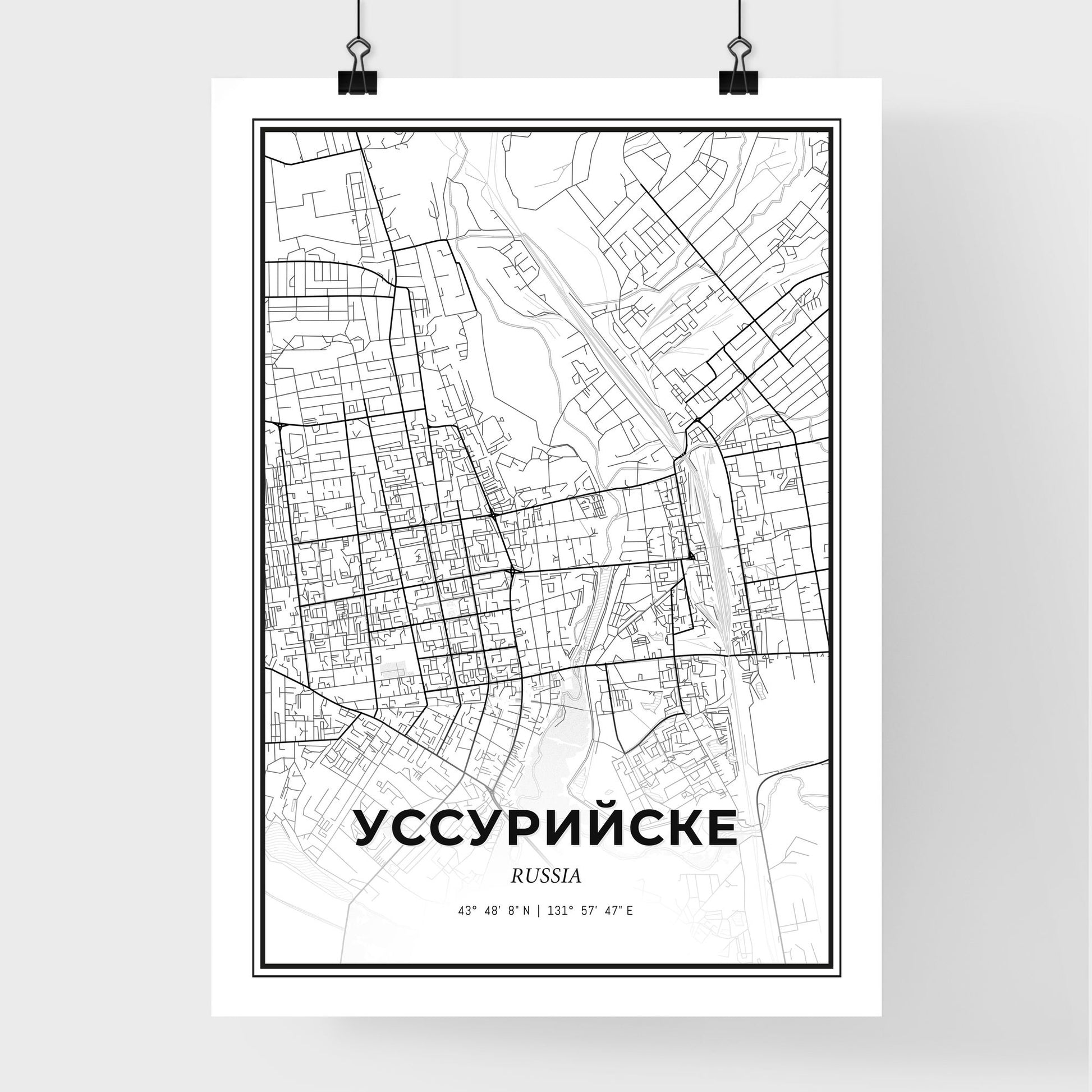 Ussuriysk Russia - Premium City Map Poster