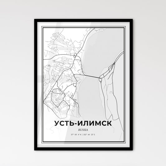 Ust-Ilimsk Russia - Scandinavian Style City Map for Modern Home Decor