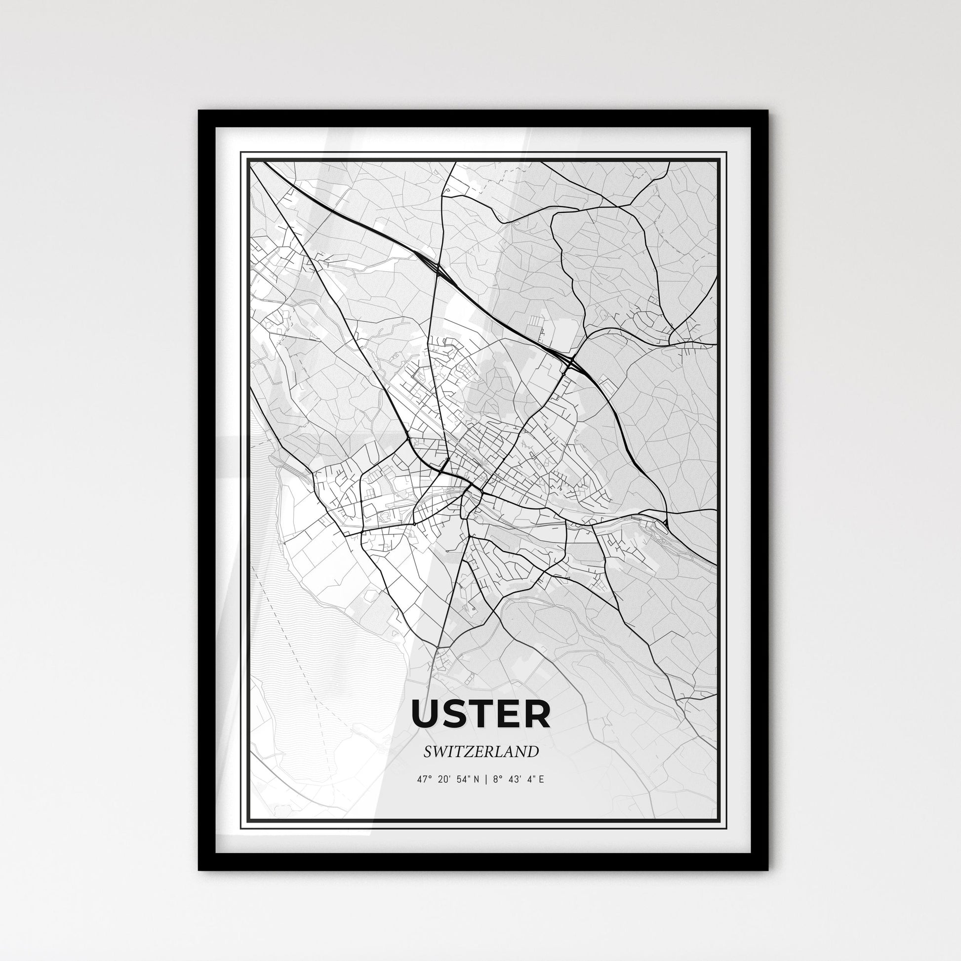 Uster Switzerland - Scandinavian Style City Map for Modern Home Decor