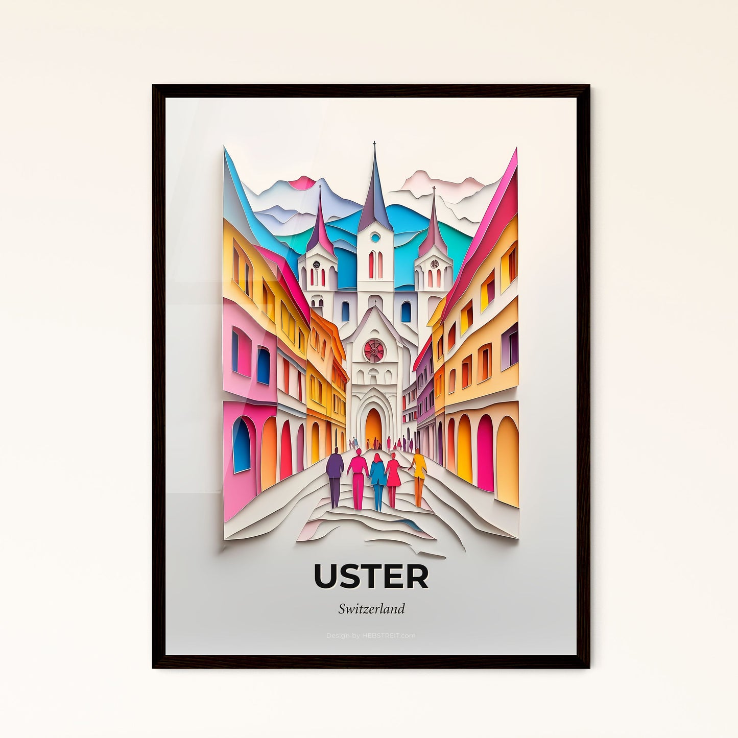 Vivid Uster, Switzerland - a paper cut of a city with people walking down the street