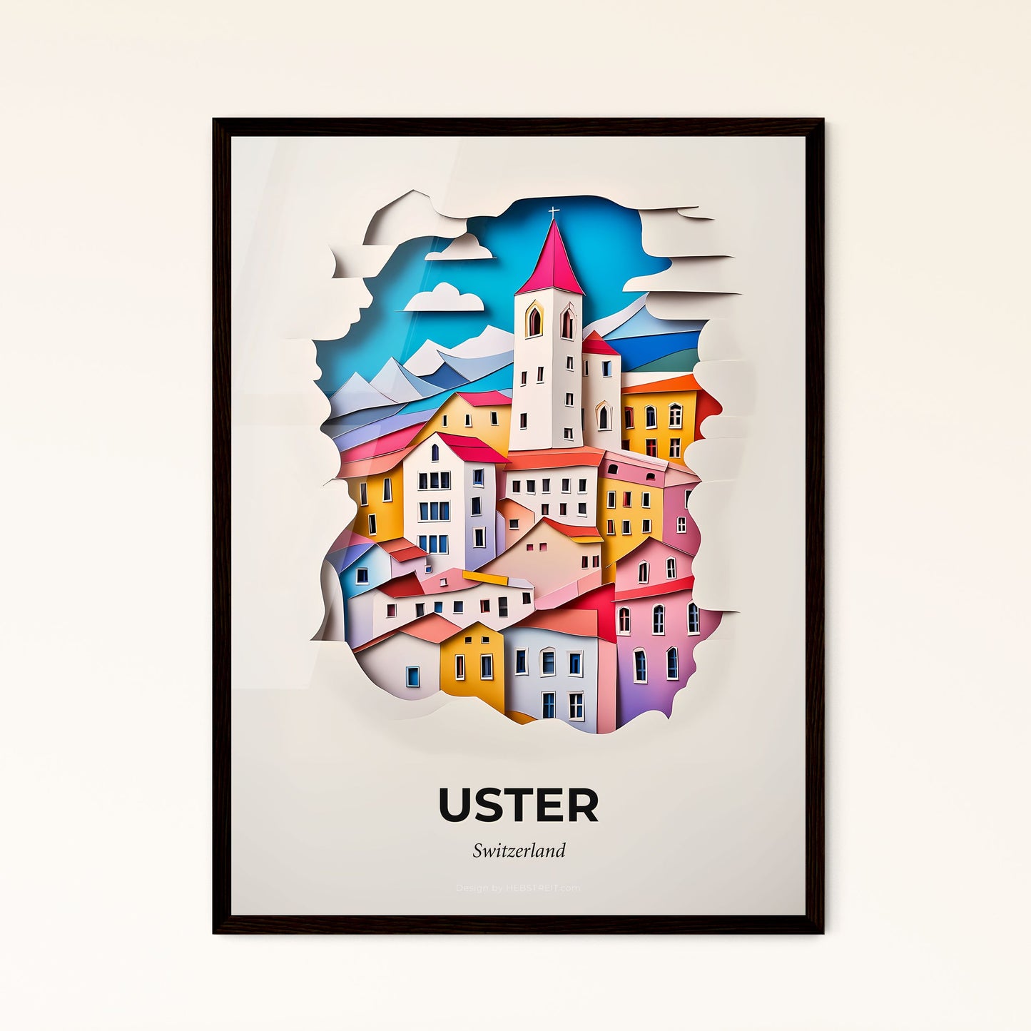 Vivid Uster, Switzerland - a paper cut of a city with a clock tower