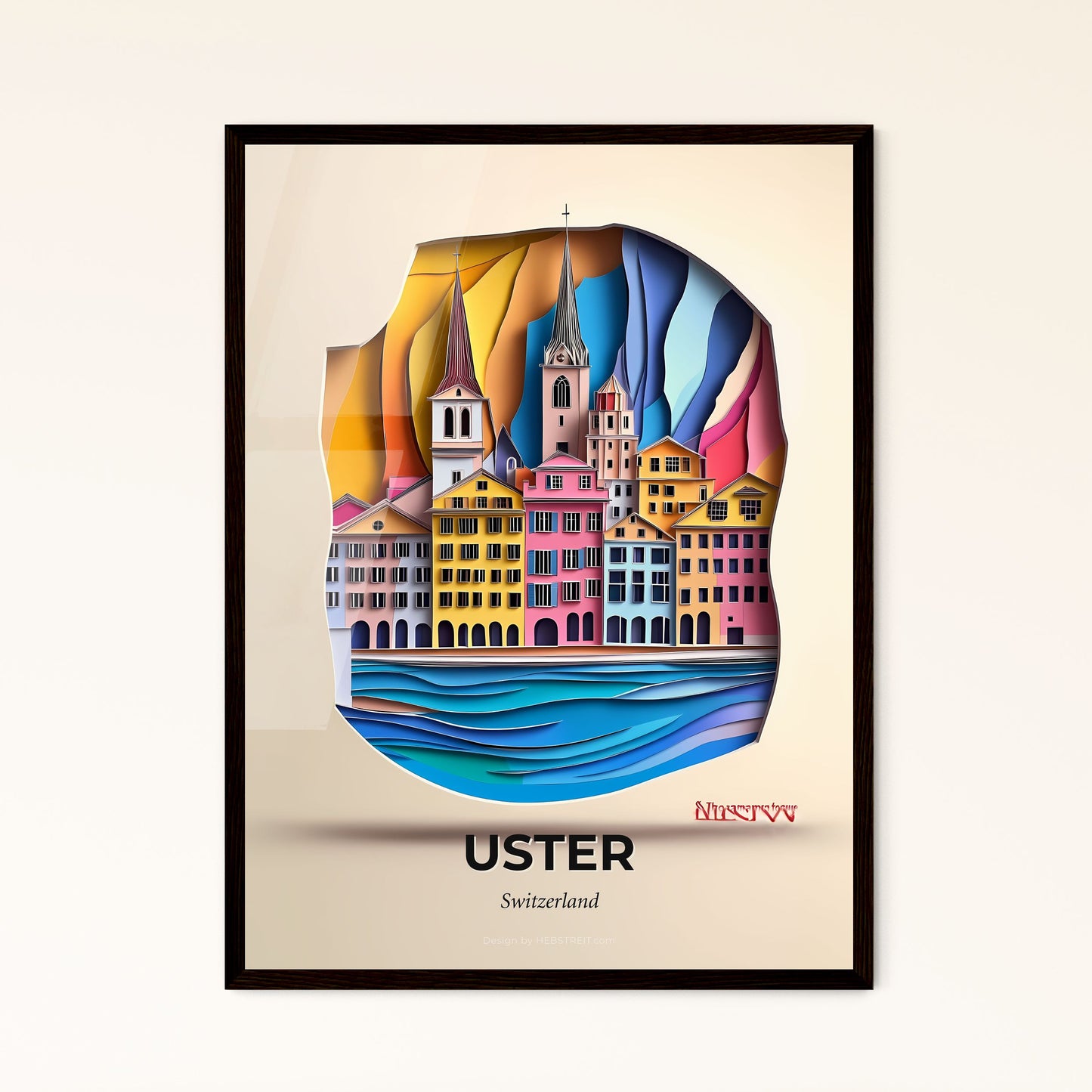 Vivid Uster, Switzerland - a paper cut of a city with a church