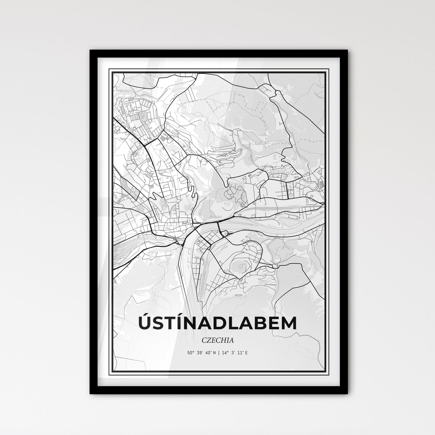  Ústí nad Labem Czechia - Scandinavian Style City Map for Modern Home Decor