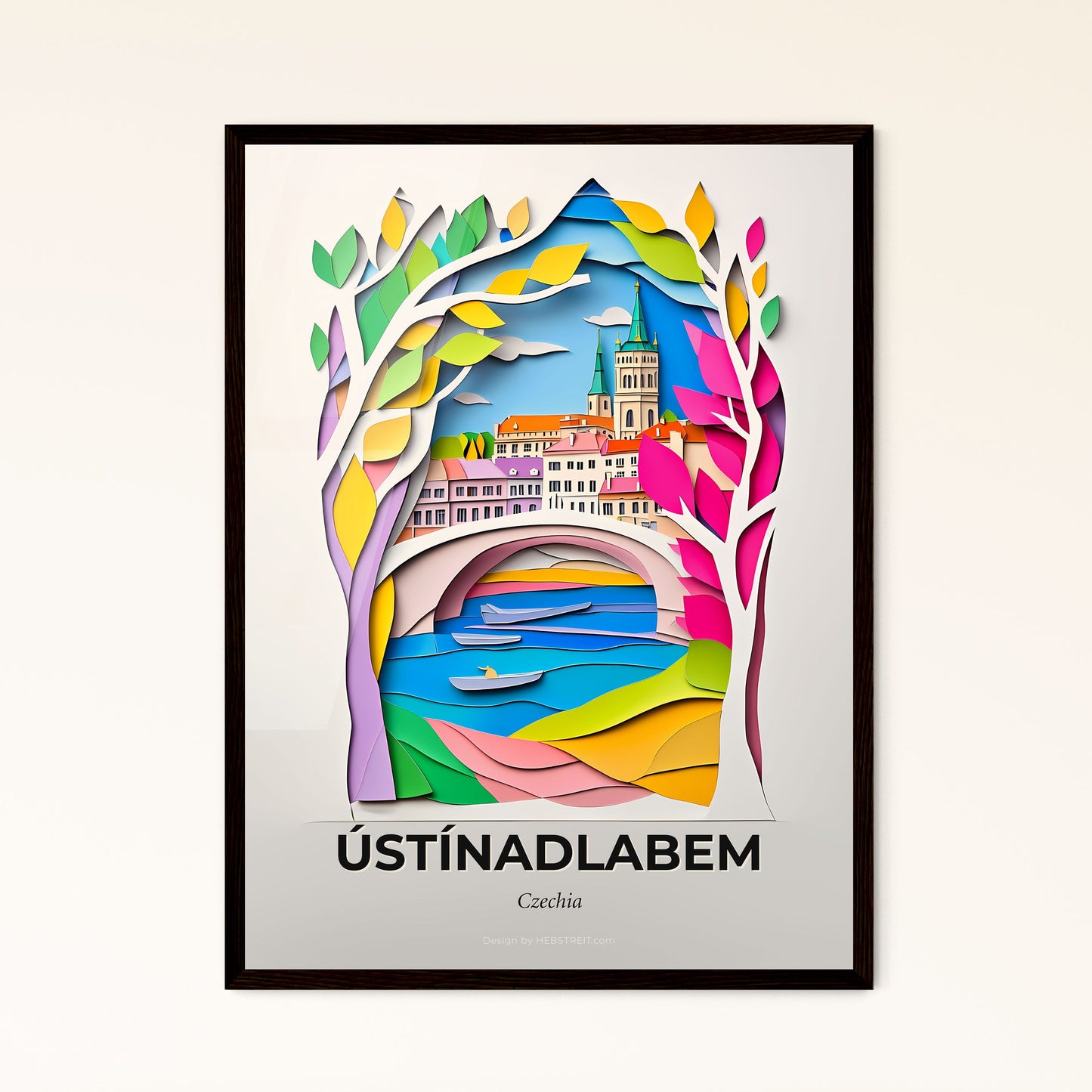 Vivid Ústí nad Labem, Czechia - a paper cut of a city with a bridge