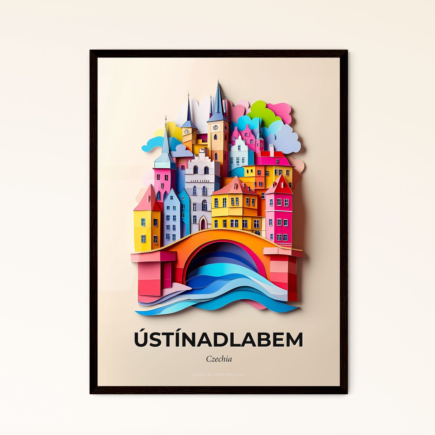 Vivid Ústí nad Labem, Czechia - a paper cut of a city with a bridge