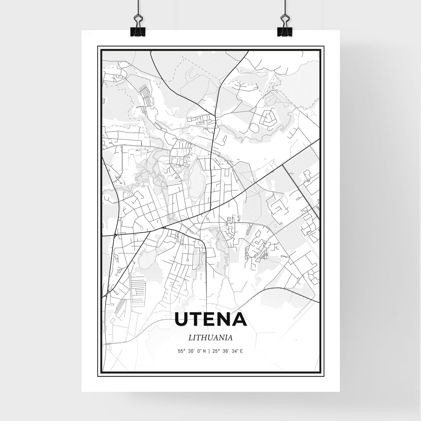 Utena Lithuania - Premium City Map Poster