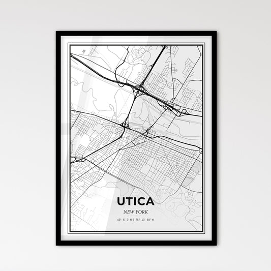 Utica New York - Scandinavian Style City Map for Modern Home Decor