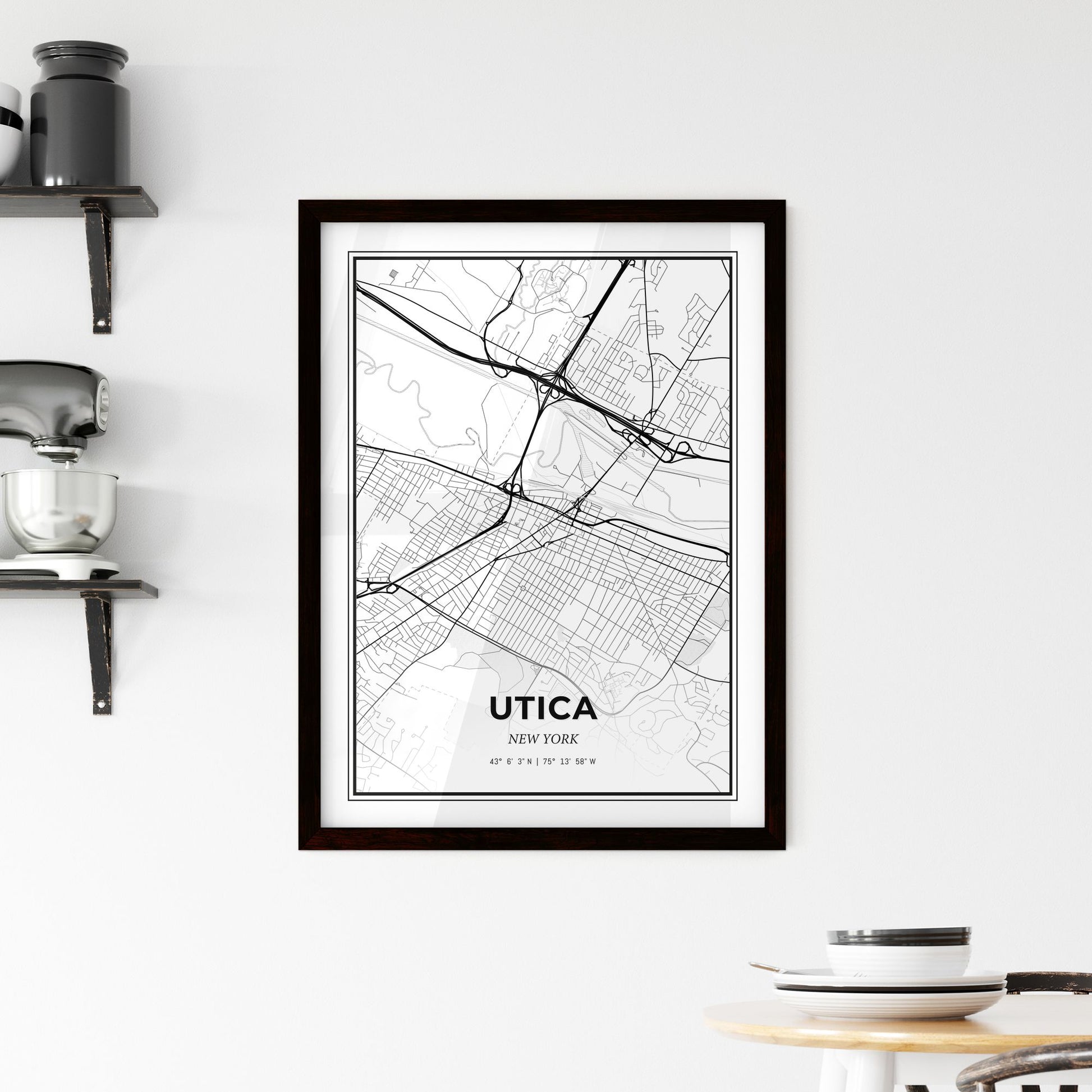 Utica New York - Minimal City Map