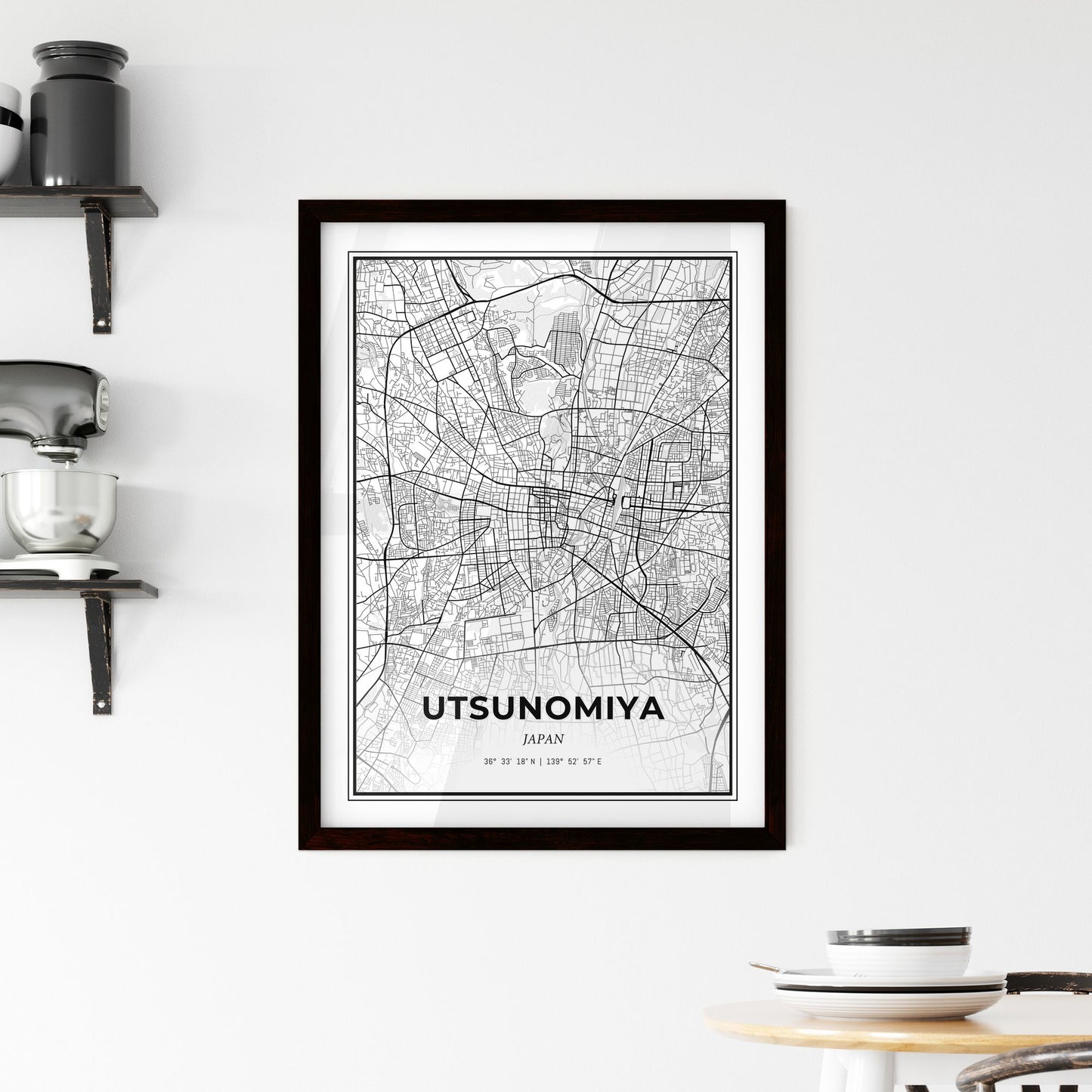 Utsunomiya Japan - Minimal City Map