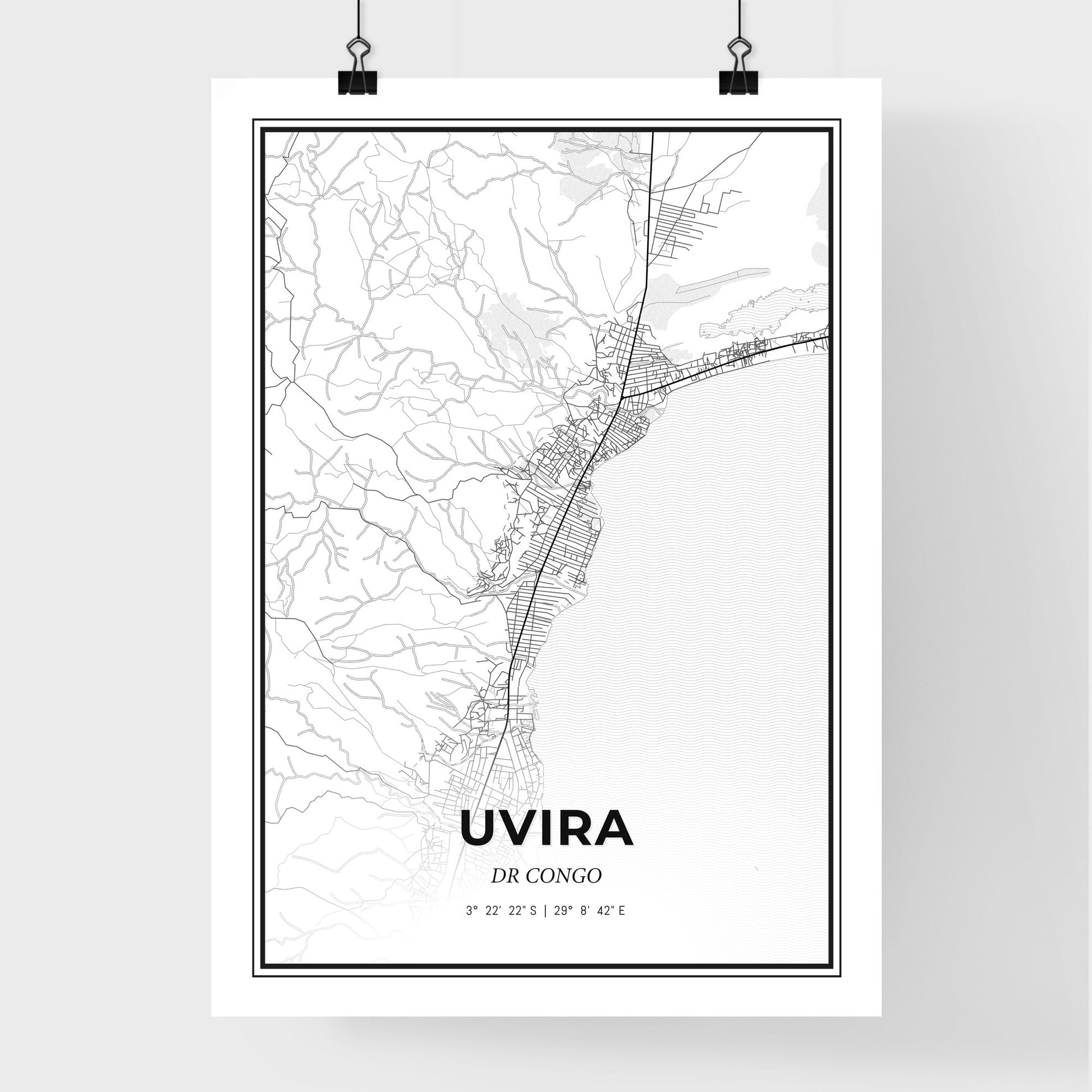 Uvira DR Congo - Premium City Map Poster