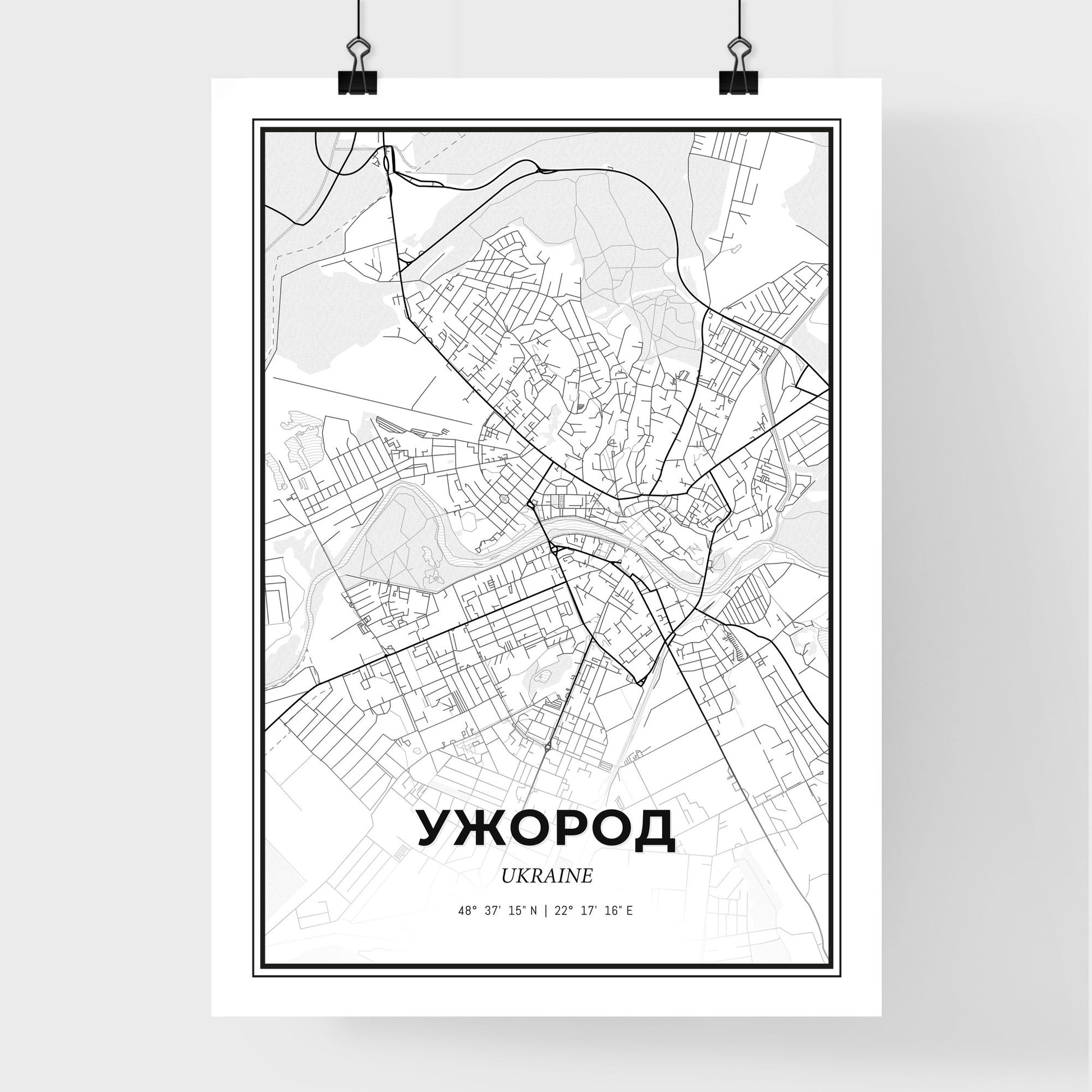 Uzhhorod Ukraine - Premium City Map Poster