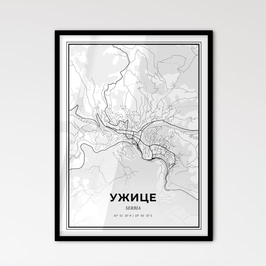 Užice Serbia - Scandinavian Style City Map for Modern Home Decor