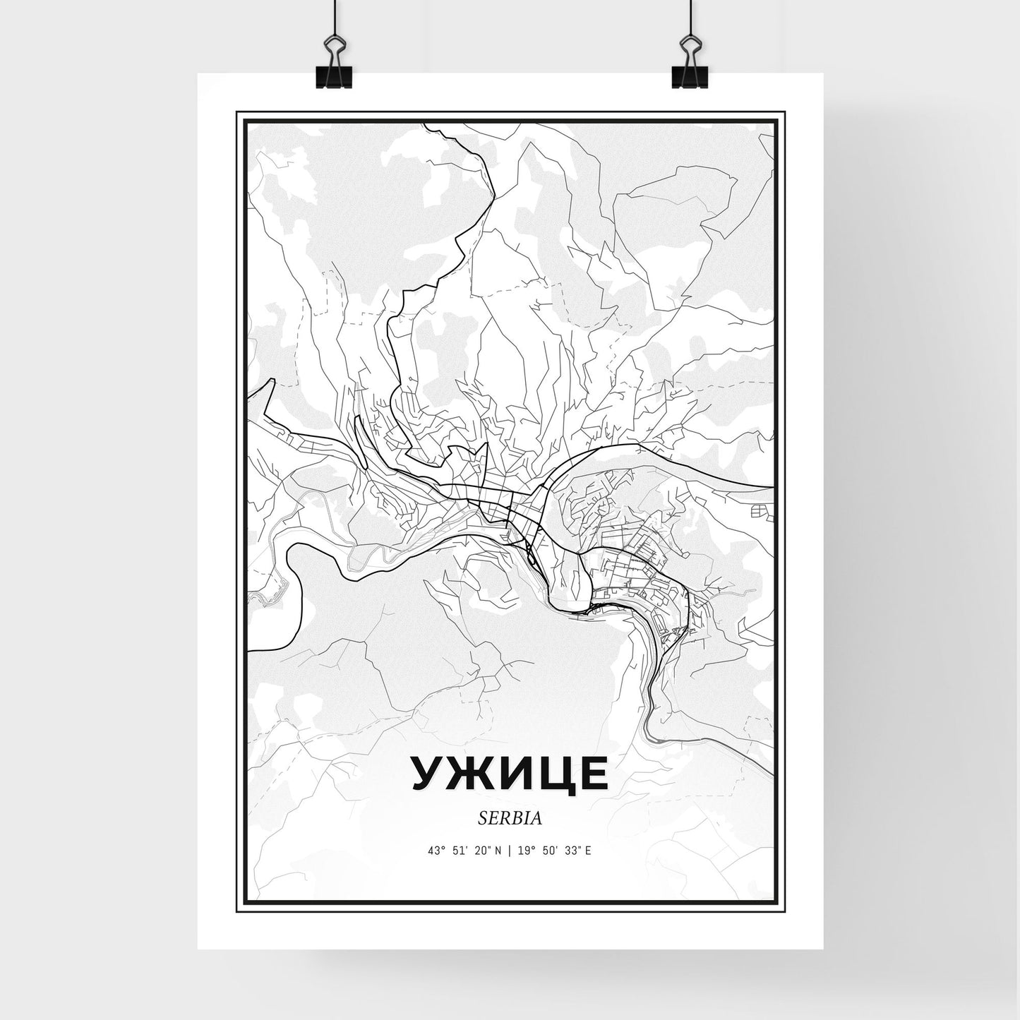 Užice Serbia - Premium City Map Poster