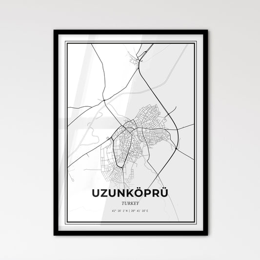 Uzunköprü Turkey - Scandinavian Style City Map for Modern Home Decor