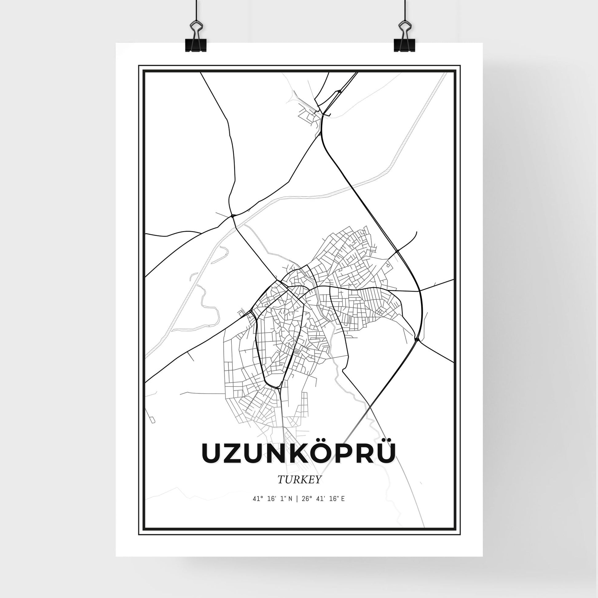 Uzunköprü Turkey - Premium City Map Poster