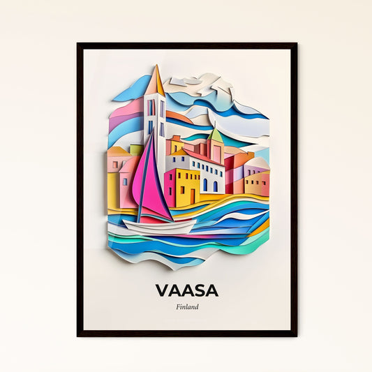 Vivid Vaasa, Finland - a paper cut of a sailboat in the water