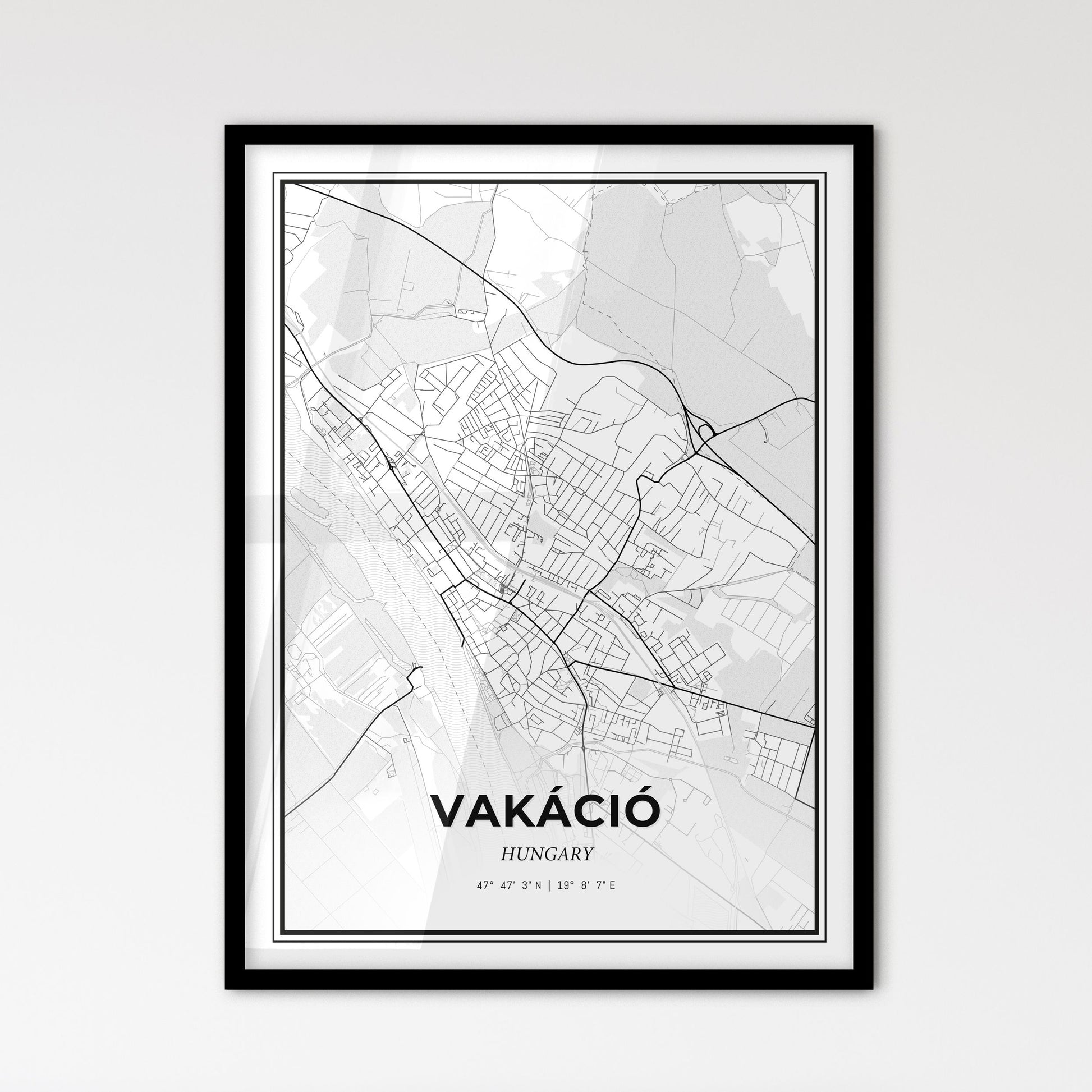 Vác Hungary - Scandinavian Style City Map for Modern Home Decor